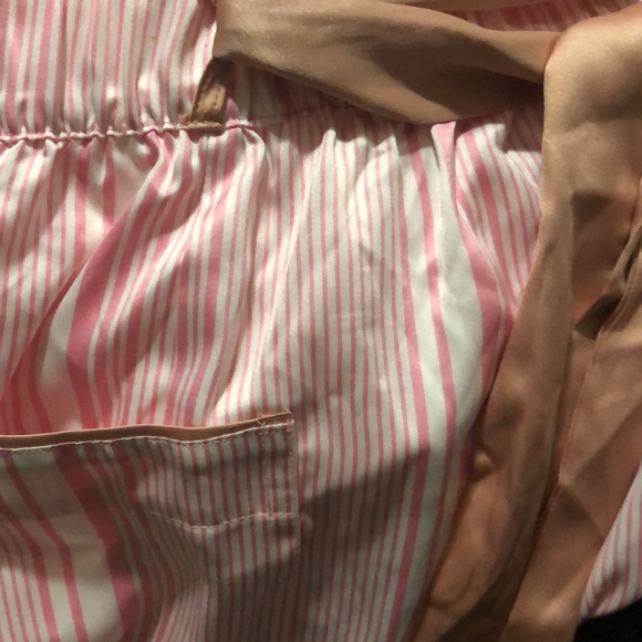 NWOT Victoria Secret Cotton Candy Pink Stripe Satin Wide Leg PJ's w/Salmon Belt - Picture 2 of 6